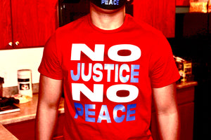 No Justice, No Peace Short Sleeve T-shirt With Mask - Cultivate & Inspire