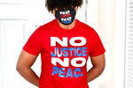 No Justice, No Peace Short Sleeve T-shirt With Mask - Cultivate & Inspire